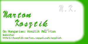 marton kosztik business card